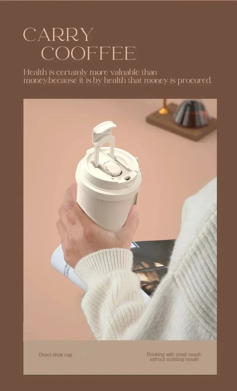 Tasse à café isotherme élégante en céramique, acier inoxydable à double paroi sous vide