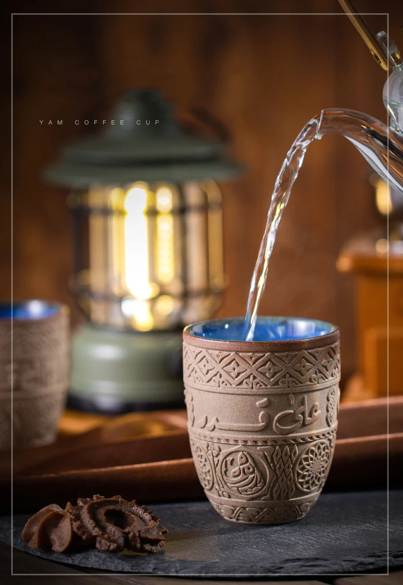 Tasse à expresso en grès moyen-oriental, céramique rétro, luxe léger et simple
