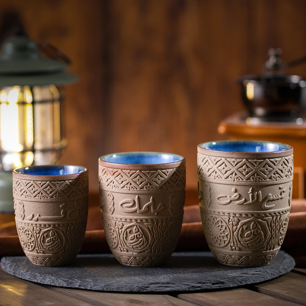 Tasse à expresso en grès moyen-oriental, céramique rétro, luxe léger et simple