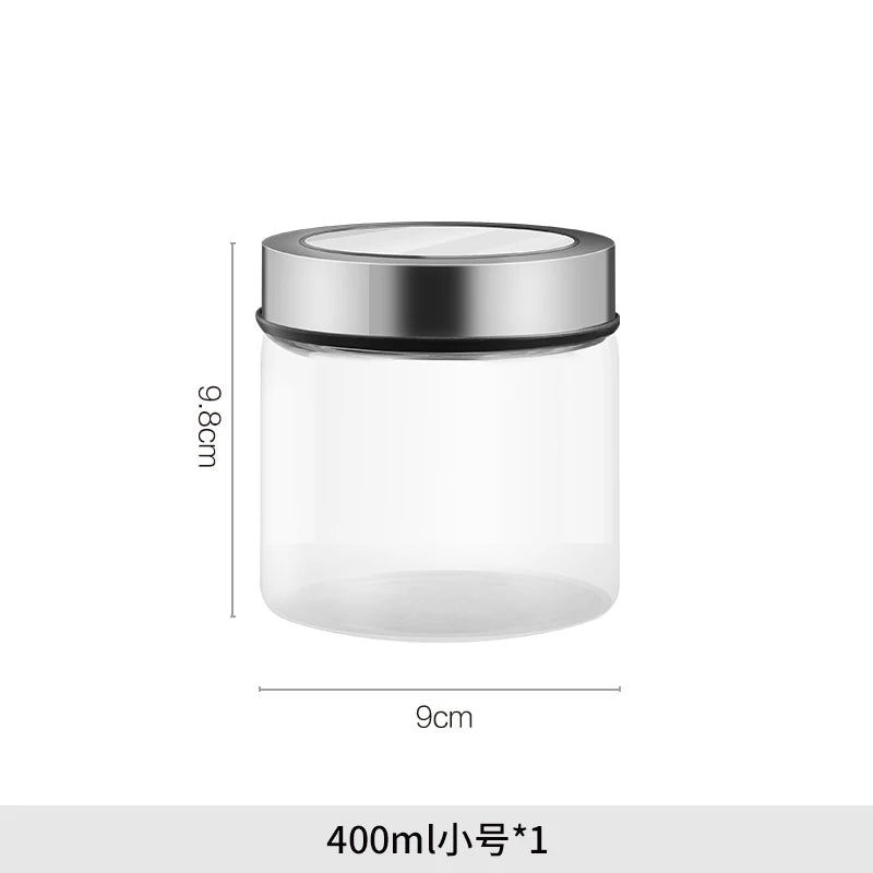 Bocal de rangement en verre transparent européen Bouteille de rangement pour grains de thé et café de cuisine