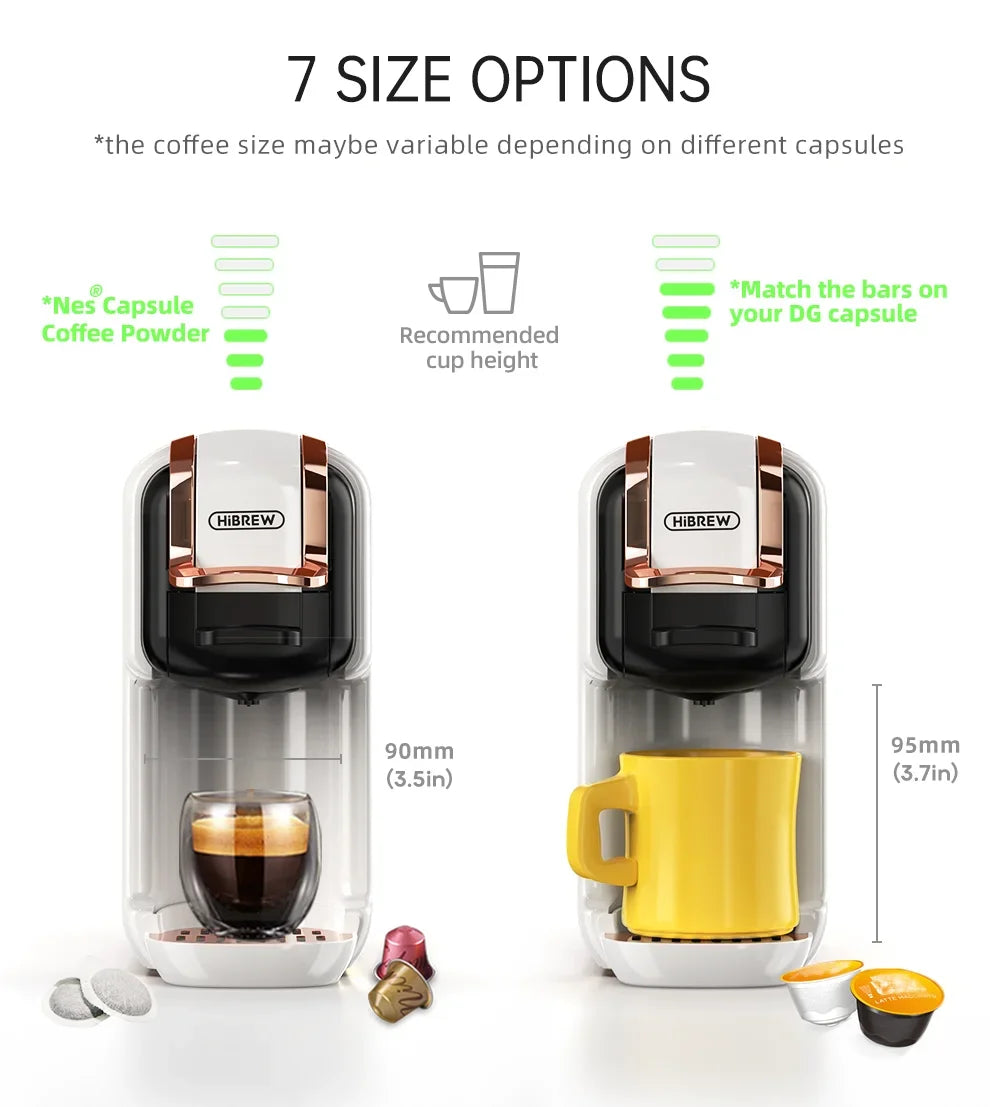 HiBREW 5 in 1 Multiple Coffee Machine Hot/Cold DG Cappuccino Nes Small ESE Pod Ground Coffee Cafeteria 20Bar H2B