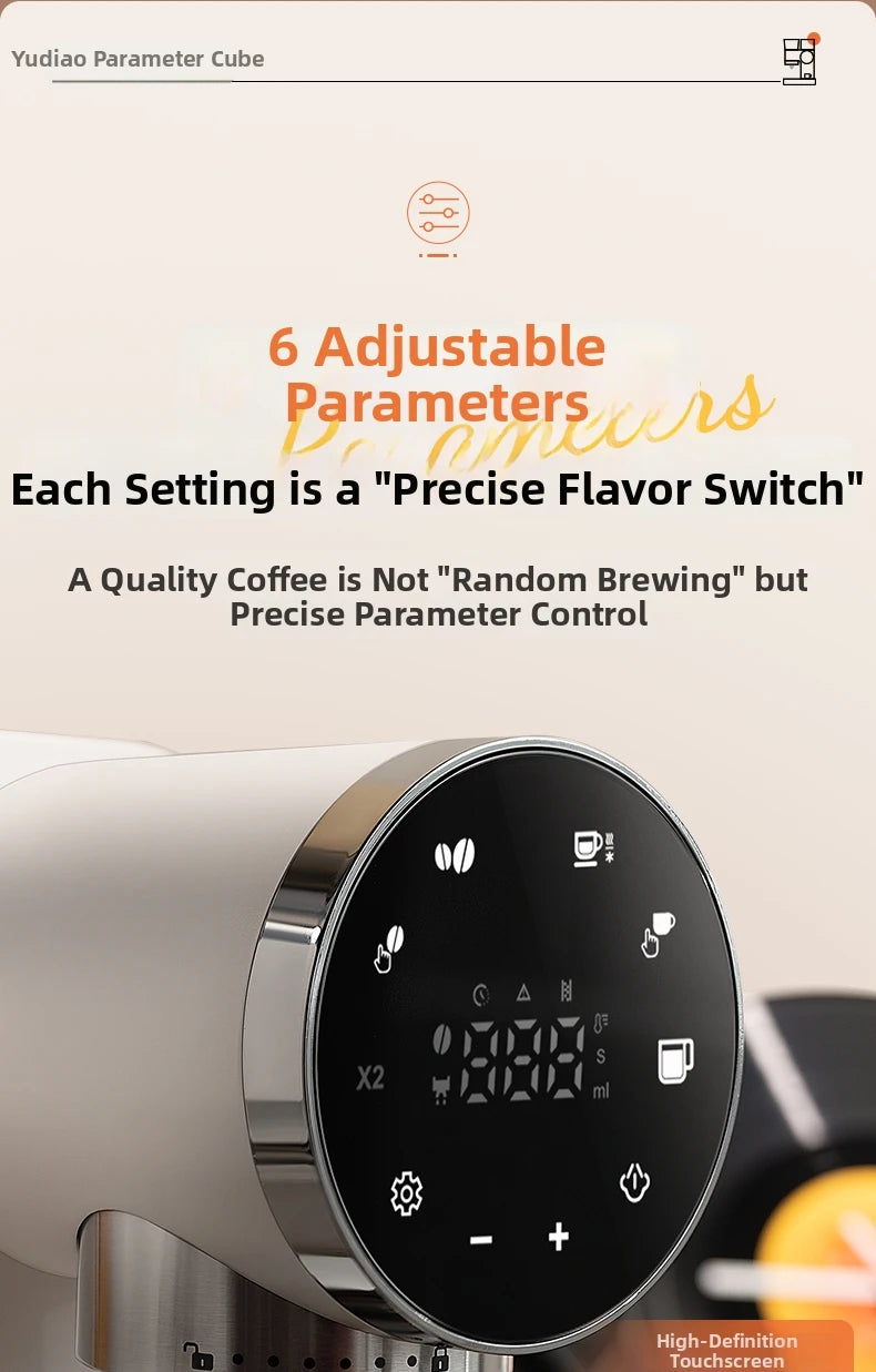 2-in-1 Coffee Machine with Grinder & Milk Frother - 15Bar Espresso Maker for Hot/Iced Coffee Grinding Degree Adjustment Office