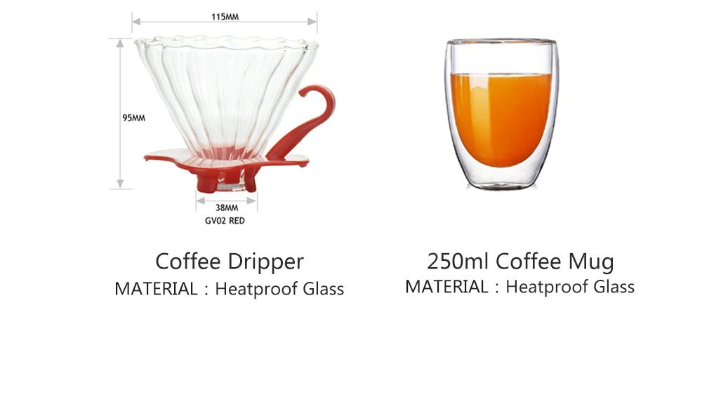 Coffret Cadeau Café de Luxe Moulin Cafetière à Main Filtre Goutte à Goutte en Verre Café Domestique