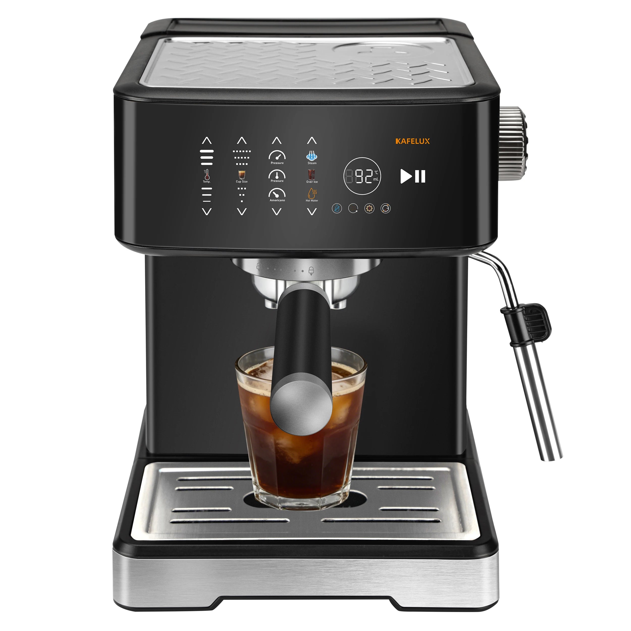 Machine à café expresso avec écran tactile LCD pour mousse de lait Réservoir d'eau amovible