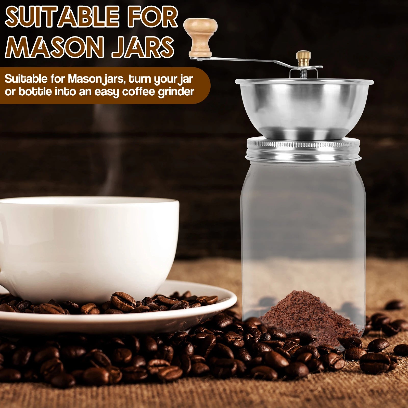 Moulin à café en acier inoxydable Moulin à café couvercle détachable Grain de café manuel