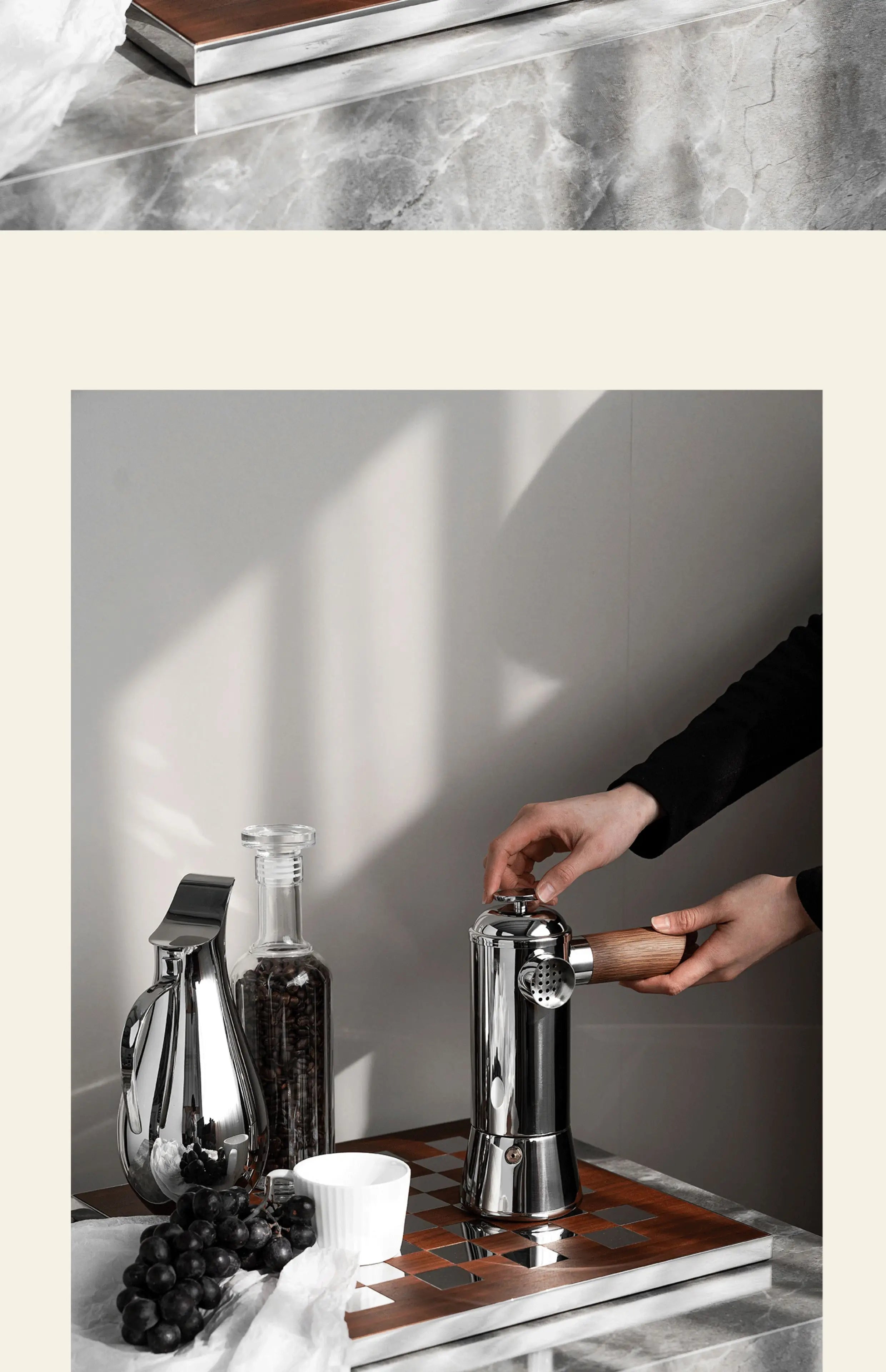 Appareils électroménagers de luxe léger : Cafetière expresso domestique européenne en acier inoxydable