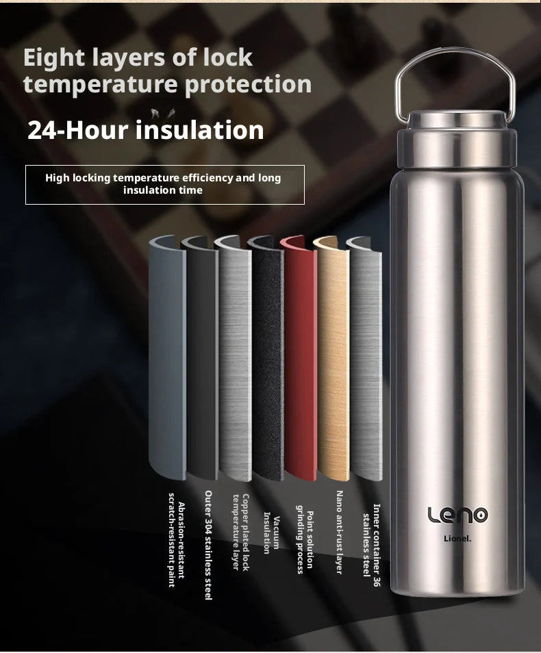 Thermos en acier inoxydable grande capacité Bouteille isotherme portable Tasse isotherme