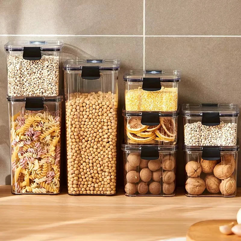 Lot de boîtes de rangement hermétiques pour cuisine, bocaux scellés pour céréales, conteneurs à épices empilables pour tiroir