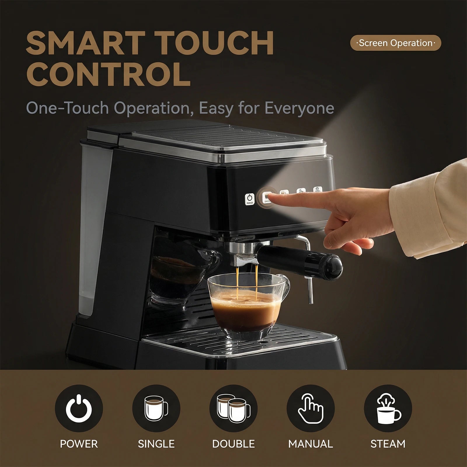 Podofo Machine à espresso 20 bars Machine à café espresso Mousseur à lait