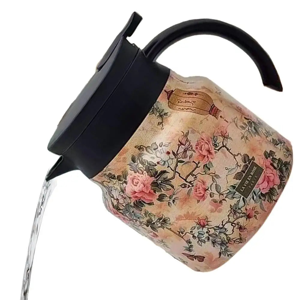 Thermos de thé floral vintage Théière en acier inoxydable Verseuse anti-gouttes avec thé