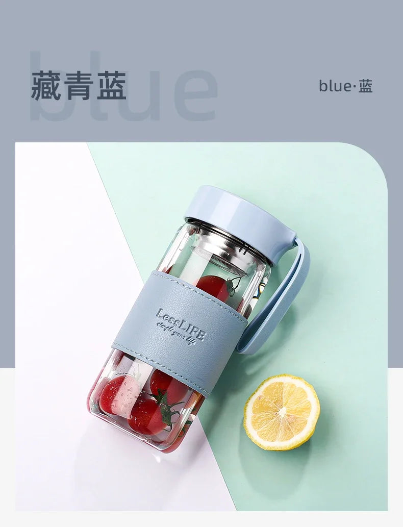 Bouteille d'eau en verre de style mode 480 ml avec infuseur à thé Bouteilles isothermes