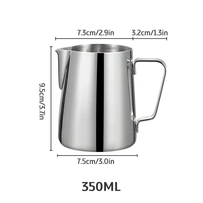 Pichet à mousser le lait en acier inoxydable, long bec arrondi, pichet à latte art, lait