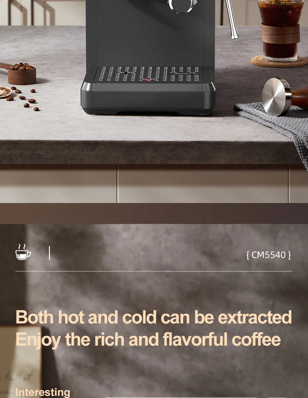 3-in-1 Semi-Automatic Espresso Machine with Built-in Grinder & Milk Frother | Cold Brew Function | 20Bar Pump for Home Barista