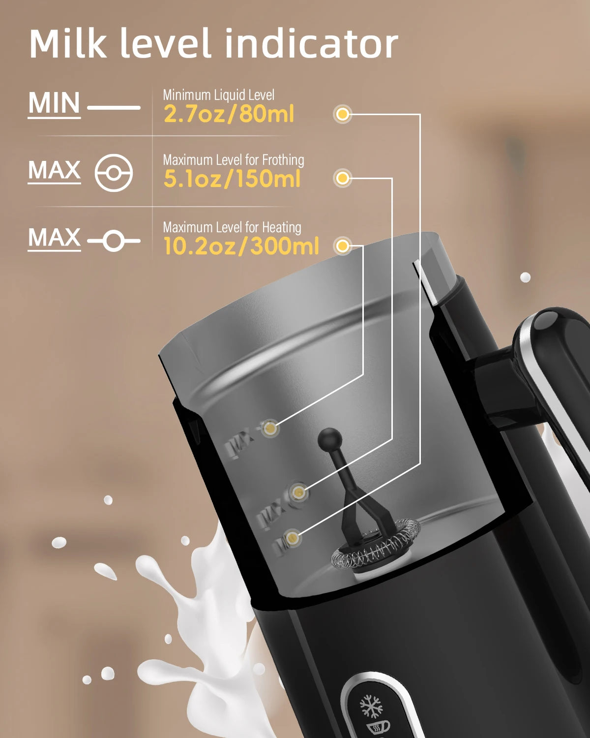 Chauffe-lait automatique chaud et froid pour mousseur à latte et chocolats chauds