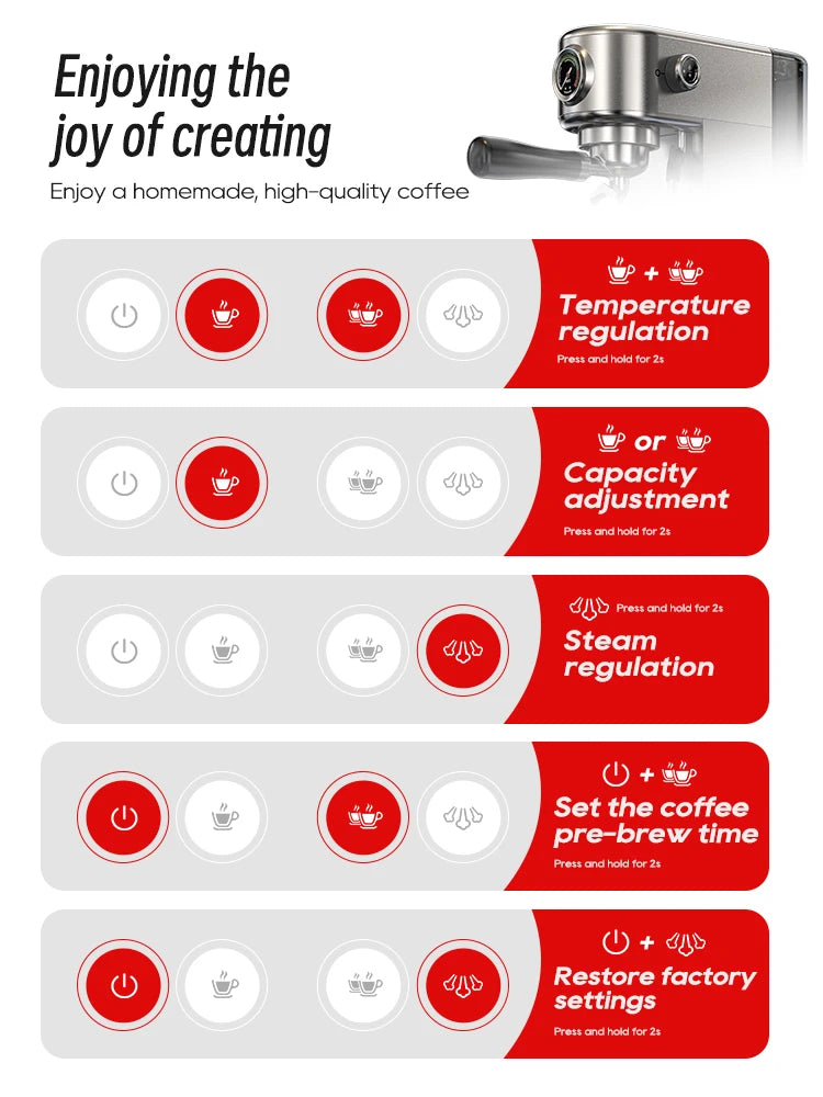 HiBREW 20Bar Semi Automatic Espresso Coffee Machine Temperature Adjustable Cold/Hot Super Slim Coffee Maker Cappuccino