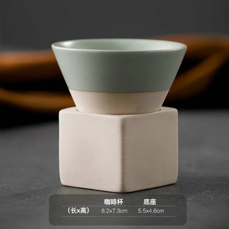 Mug à café en céramique triangulaire rétro, style japonais, fait main