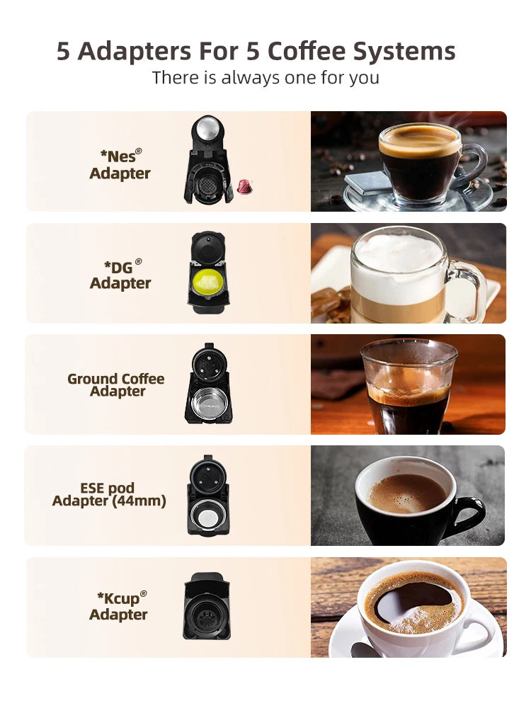 HiBREW 5 in 1 Multiple Coffee Machine Hot/Cold DG Cappuccino Nes Small ESE Pod Ground Coffee Cafeteria 20Bar H2B