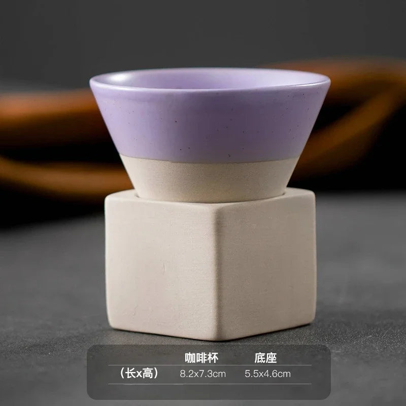 Mug à café en céramique triangulaire rétro, style japonais, fait main