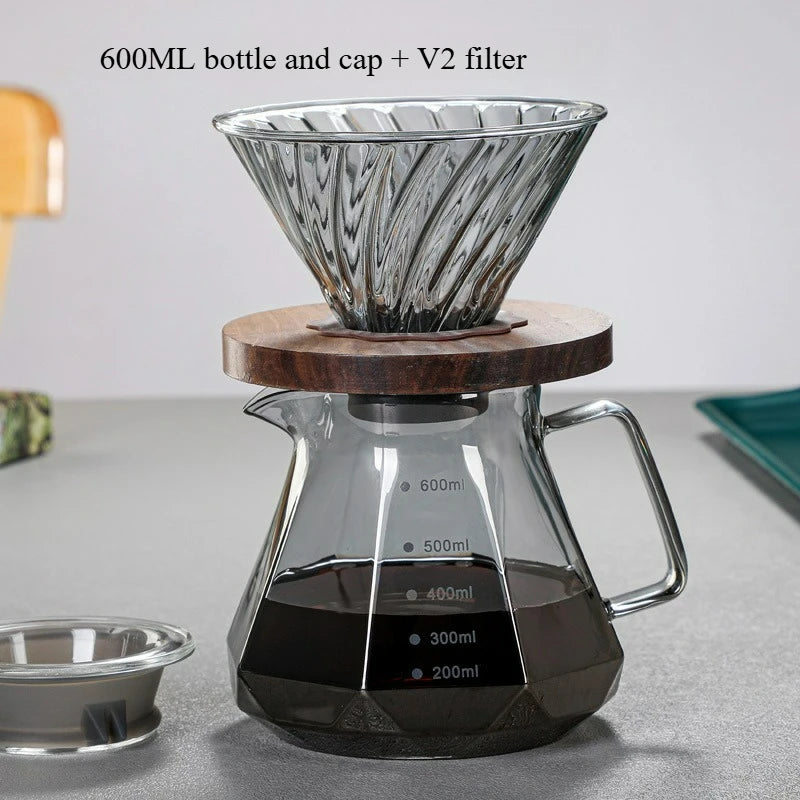 Cafetière en verre Diamond Fashion Design, serveur à café en verre pour café filtre