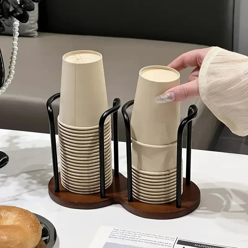 Distributeur de gobelets jetables en bois pour eau et thé, support de rangement