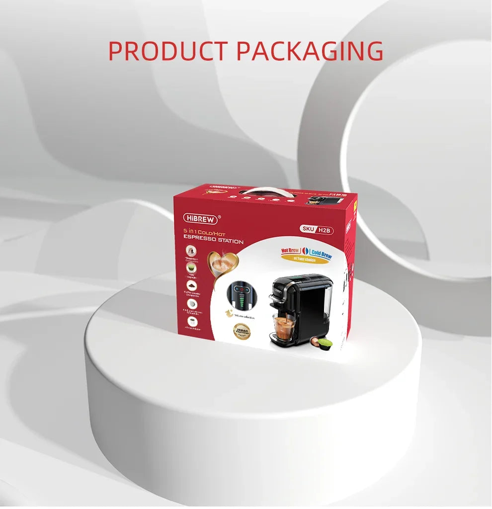HiBREW 5 in 1 Multiple Coffee Machine Hot/Cold DG Cappuccino Nes Small ESE Pod Ground Coffee Cafeteria 20Bar H2B