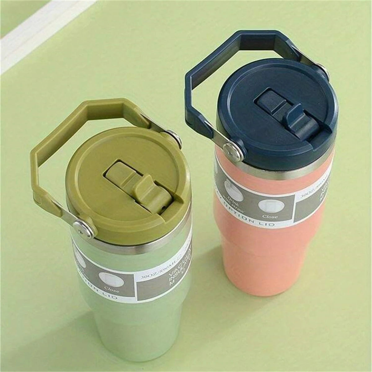 1 gourde isotherme avec couvercle en acier inoxydable, bouteille d'eau portable avec sac de transport
