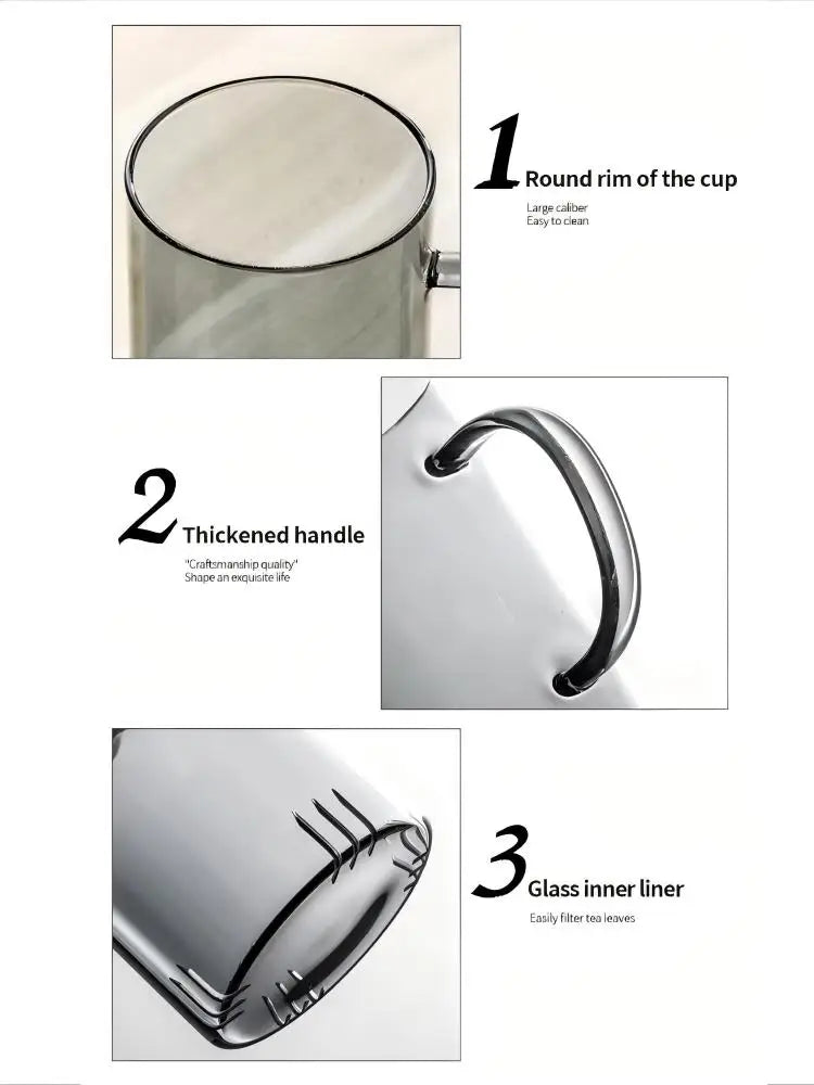 Tasse à thé en verre borosilicate résistant à la chaleur 400ml Gris Fumé HeY LiLac