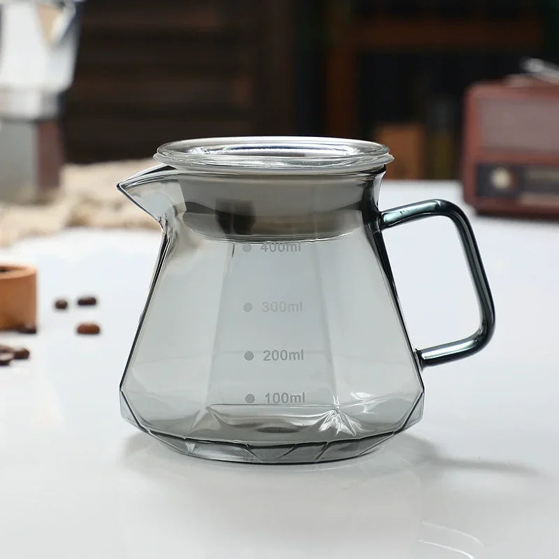 Cafetière en verre Diamond Fashion Design, serveur à café en verre pour café filtre