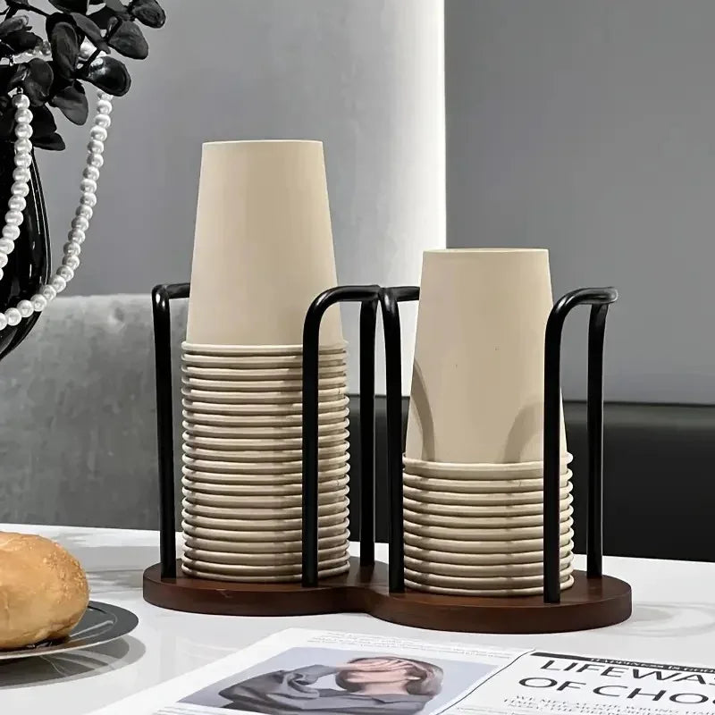 Distributeur de gobelets jetables en bois pour eau et thé, support de rangement