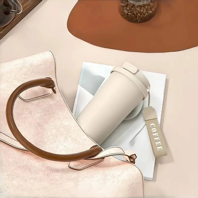 Tasse à café isotherme élégante en céramique, acier inoxydable à double paroi sous vide