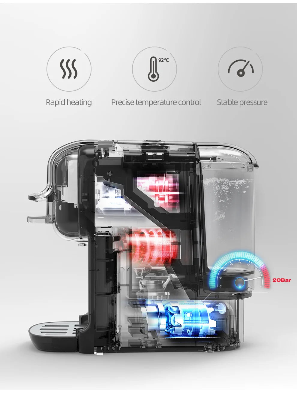 HiBREW 5 in 1 Multiple Coffee Machine Hot/Cold DG Cappuccino Nes Small ESE Pod Ground Coffee Cafeteria 20Bar H2B