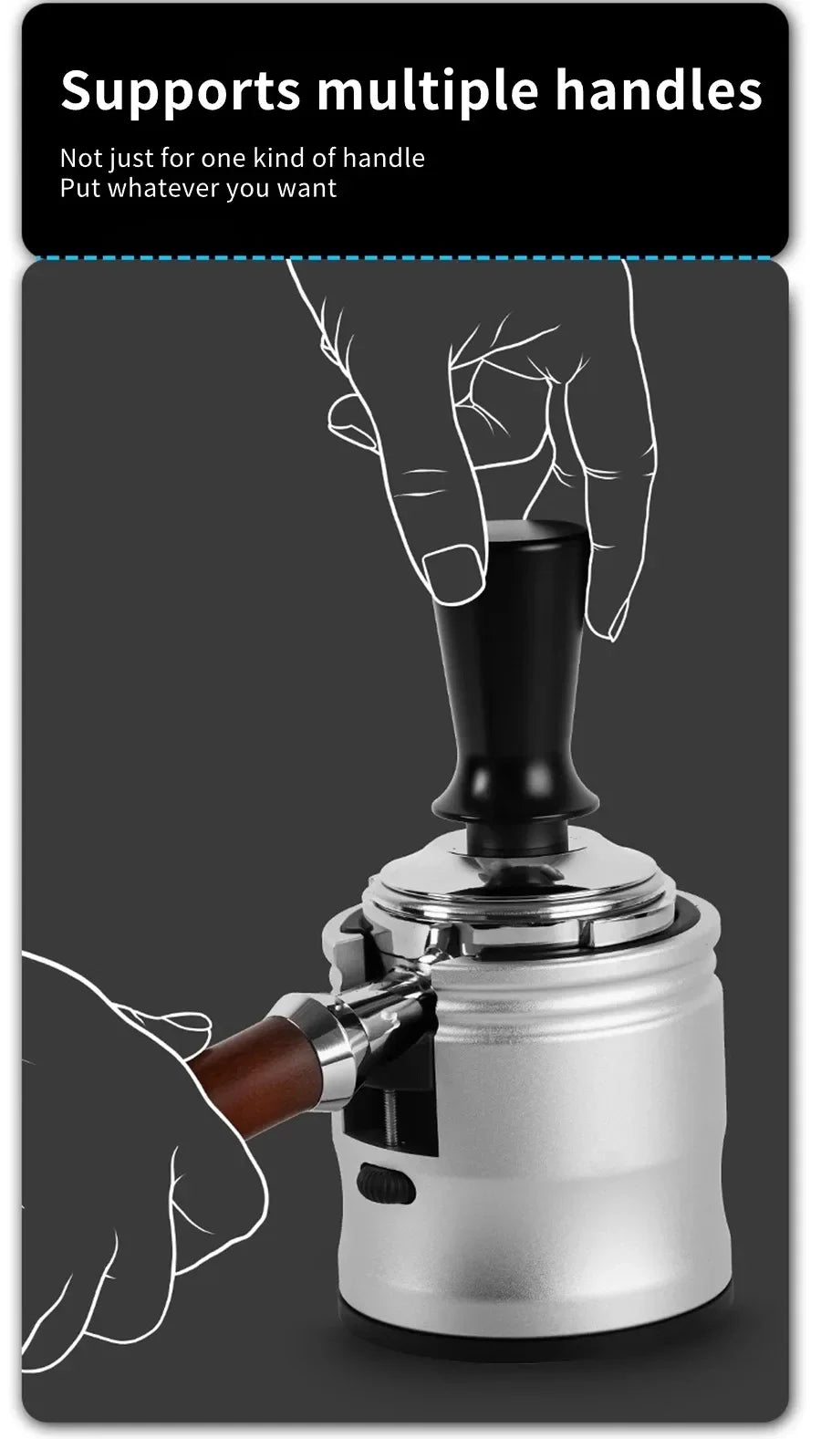 Support de porte-filtre à café, support de tasseur à expresso, base de café réglable en aluminium