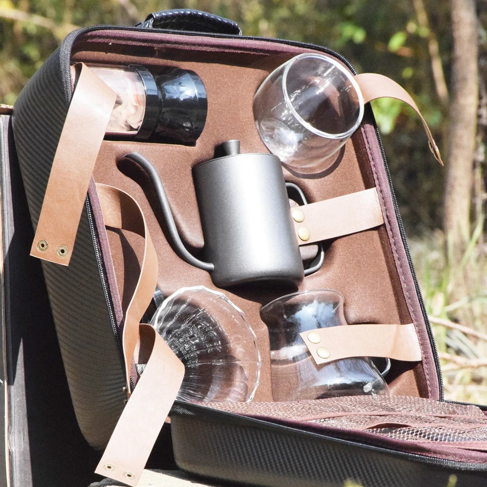 Coffret Cadeau Café de Luxe Moulin Cafetière à Main Filtre Goutte à Goutte en Verre Café Domestique