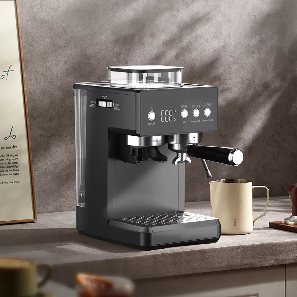 3-in-1 Semi-Automatic Espresso Machine with Built-in Grinder & Milk Frother | Cold Brew Function | 20Bar Pump for Home Barista