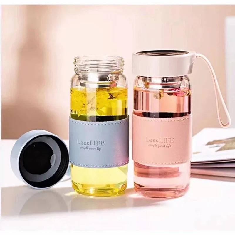 Bouteille d'eau en verre de style mode 480 ml avec infuseur à thé Bouteilles isothermes