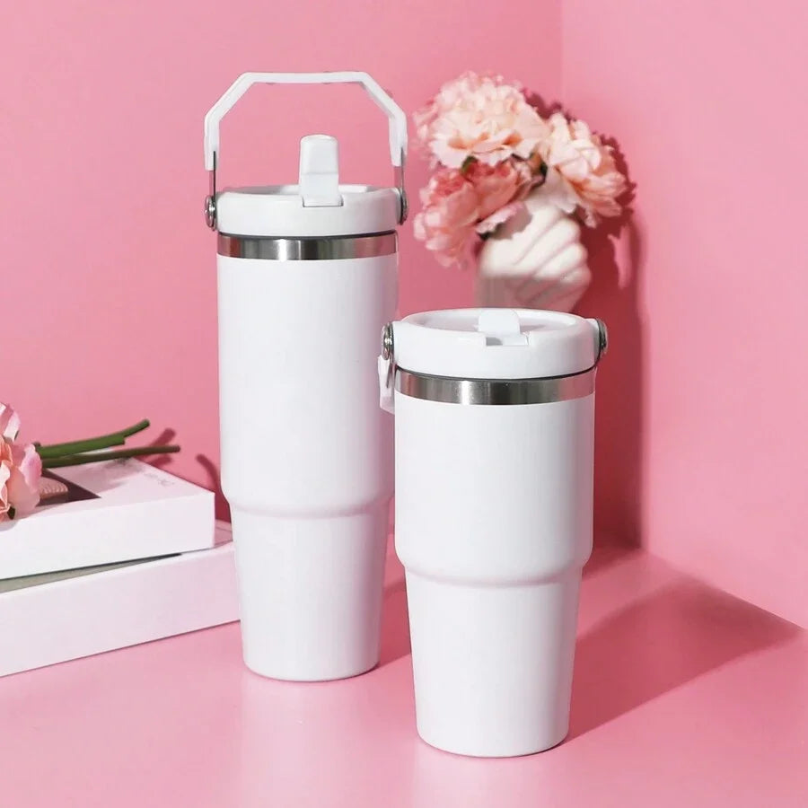 1 gourde isotherme avec couvercle en acier inoxydable, bouteille d'eau portable avec sac de transport