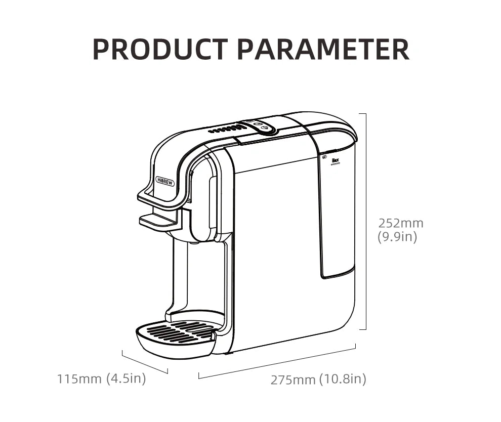 HiBREW 5 in 1 Multiple Coffee Machine Hot/Cold DG Cappuccino Nes Small ESE Pod Ground Coffee Cafeteria 20Bar H2B