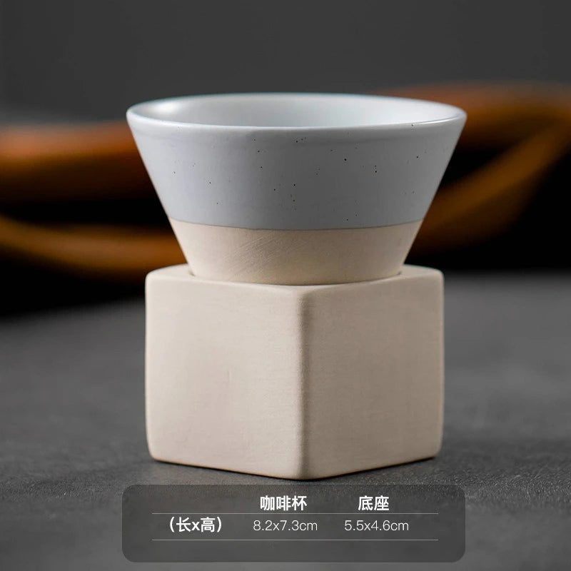 Mug à café en céramique triangulaire rétro, style japonais, fait main