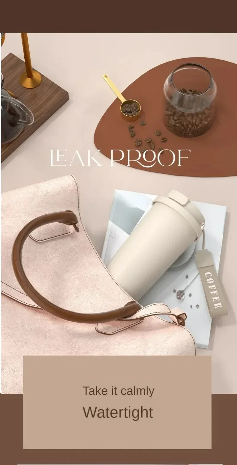 Tasse à café isotherme élégante en céramique, acier inoxydable à double paroi sous vide