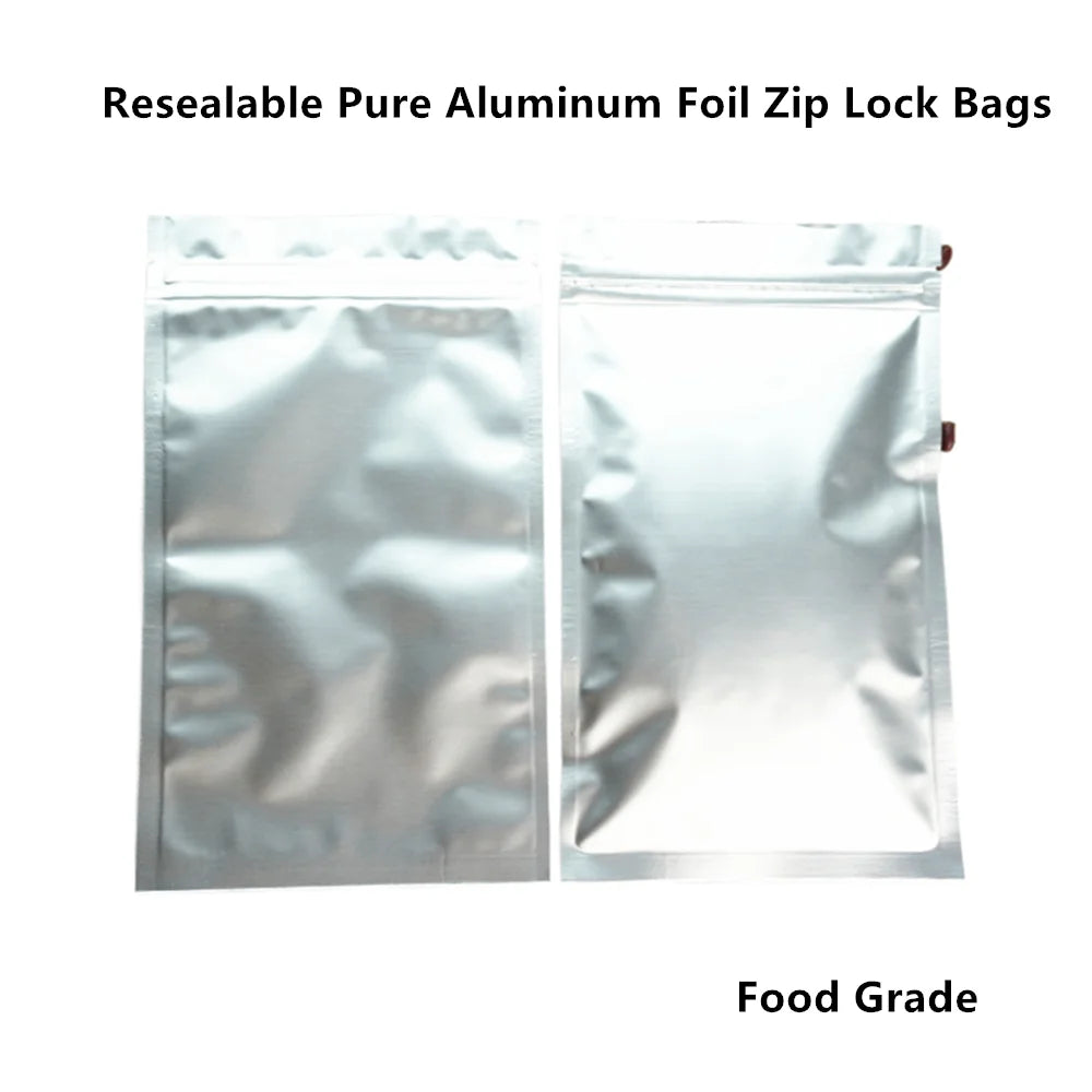 Sachets d'emballage refermables à fermeture éclair en plastique et aluminium, un côté transparent