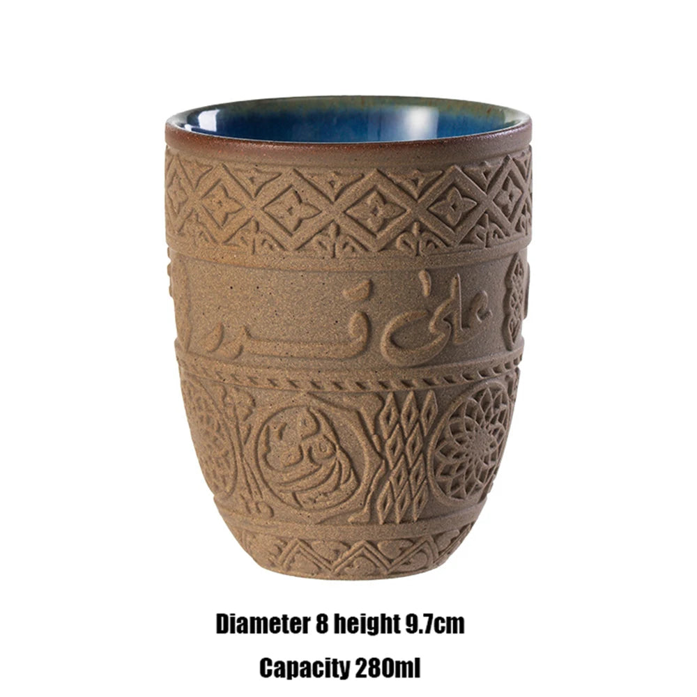 Tasse à expresso en grès moyen-oriental, céramique rétro, luxe léger et simple