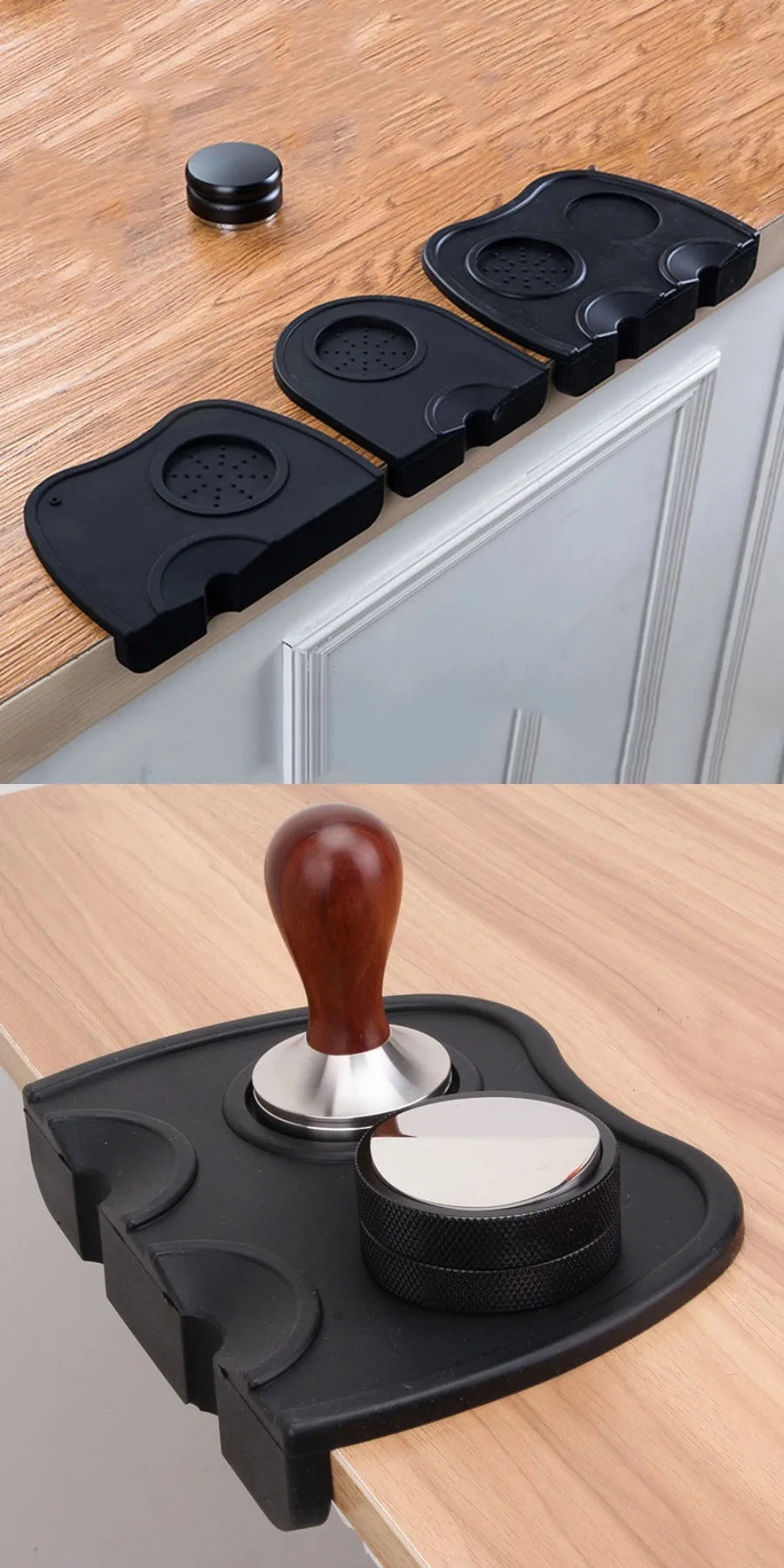 Tapis de bourrage de café en silicone Barista Espresso avec support d'outils et tampon de coin