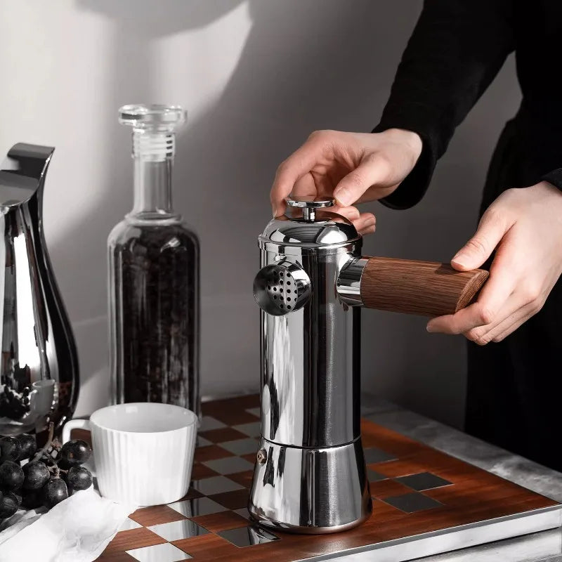Appareils électroménagers de luxe léger : Cafetière expresso domestique européenne en acier inoxydable