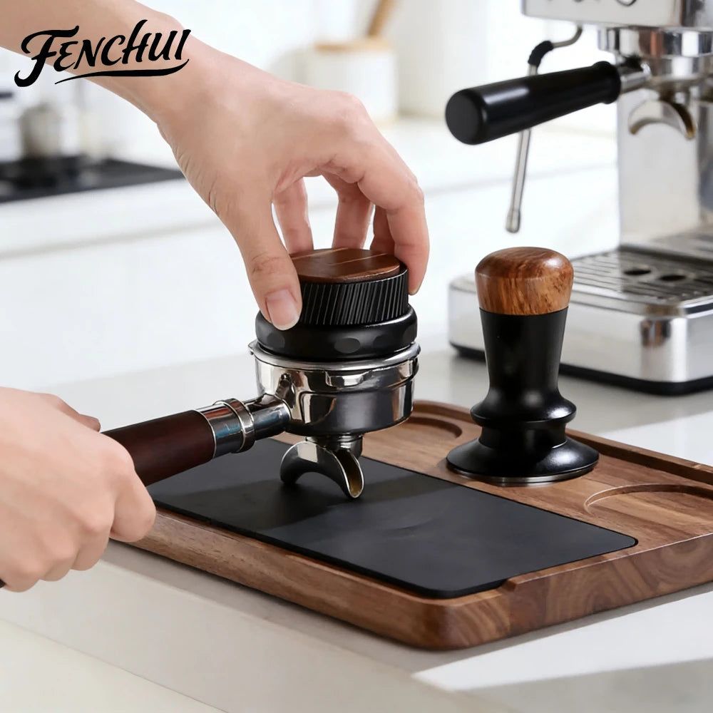 Station de Tamping FENCHUI en Bois Antidérapante pour Tamper Espresso