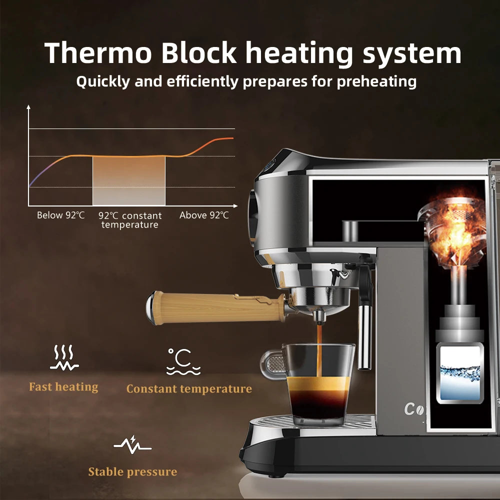 BioloMix Machine à café semi-automatique 20 bars avec buse vapeur pour le lait