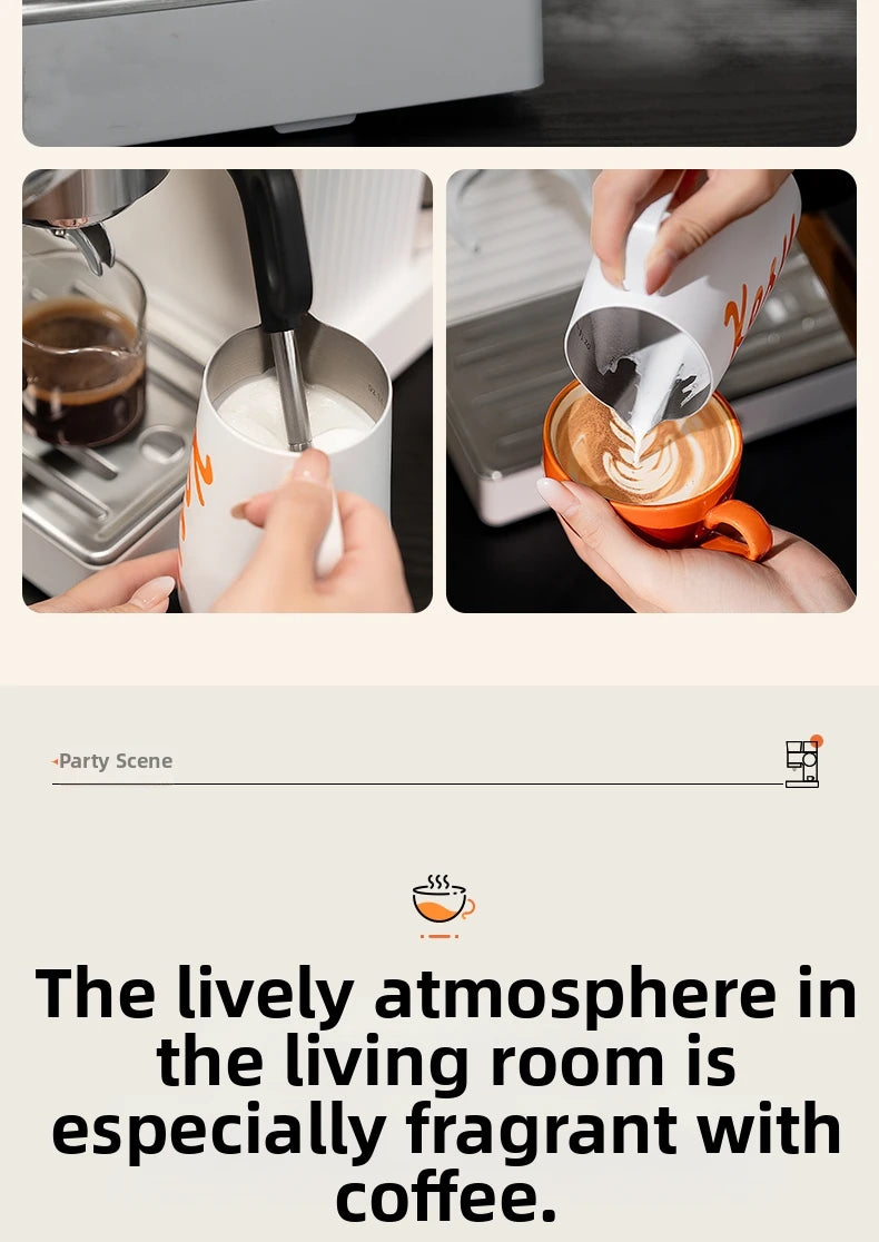 2-in-1 Coffee Machine with Grinder & Milk Frother - 15Bar Espresso Maker for Hot/Iced Coffee Grinding Degree Adjustment Office