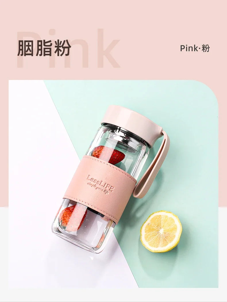 Bouteille d'eau en verre de style mode 480 ml avec infuseur à thé Bouteilles isothermes