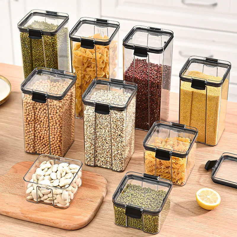 Lot de boîtes de rangement hermétiques pour cuisine, bocaux scellés pour céréales, conteneurs à épices empilables pour tiroir