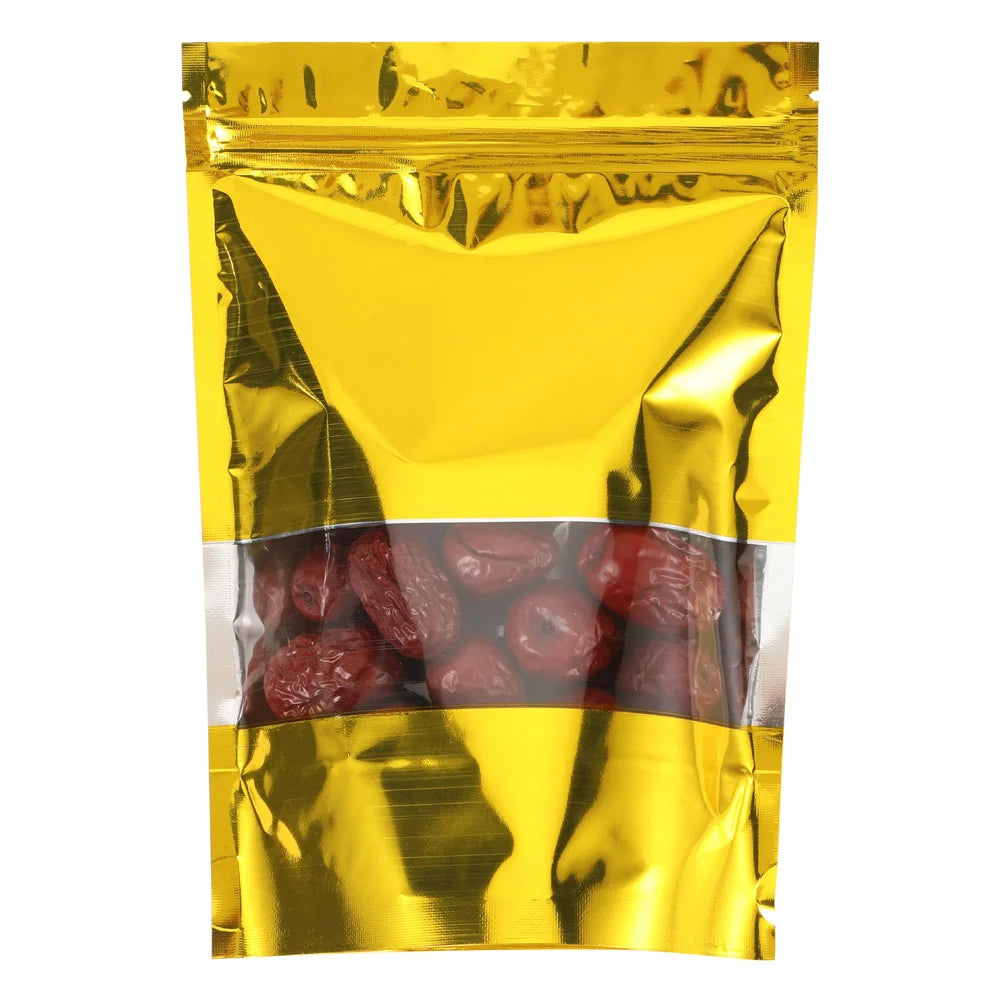 Sachets d'emballage refermables à fermeture éclair en plastique et aluminium, un côté transparent