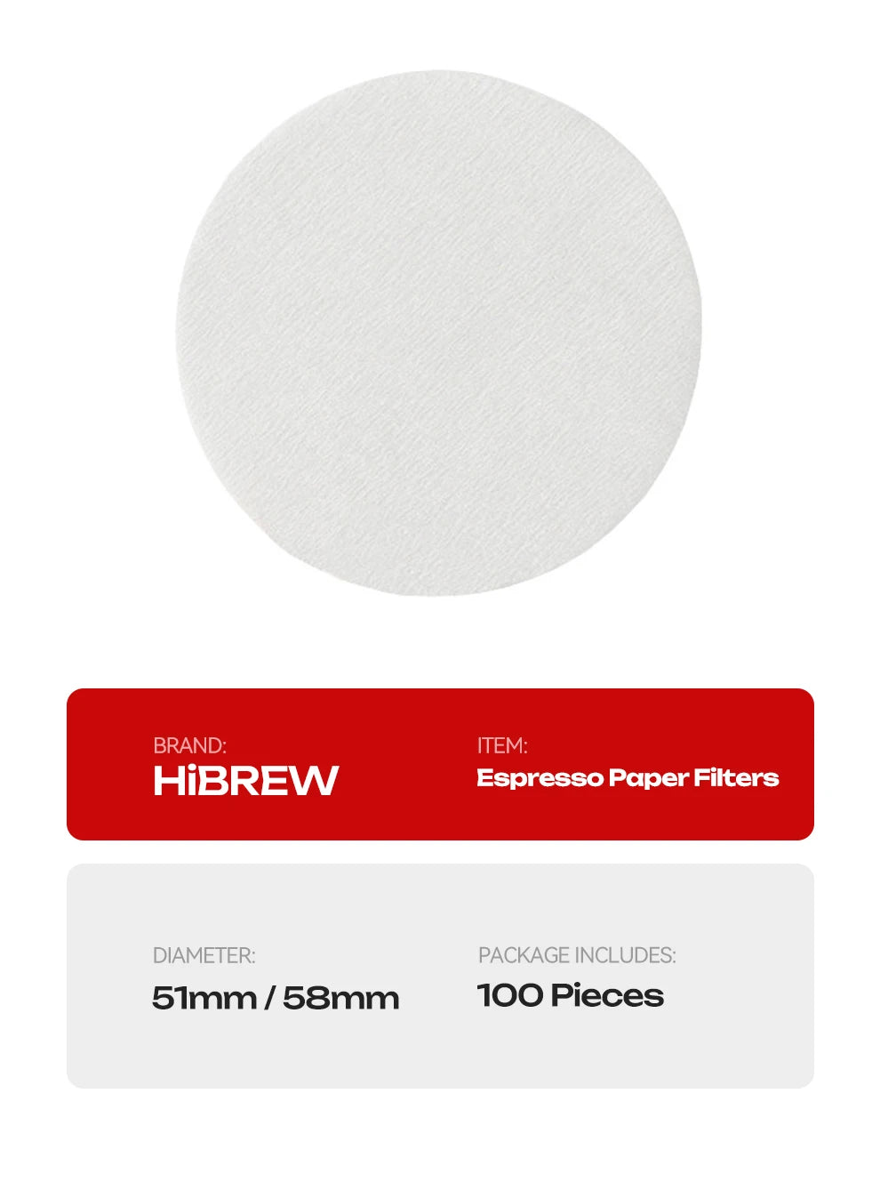 Replacement Coffee Filters Pap Round Disposable Compatible with HiBREW Coffee Makers for Brewing Coffee 51MM 58MM Portafilter